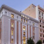 Imágenes del hotel Madrid Río con arquitectura moderna y clásica en el centro de Madrid, ideal para alojamiento y turismo en la ciudad.